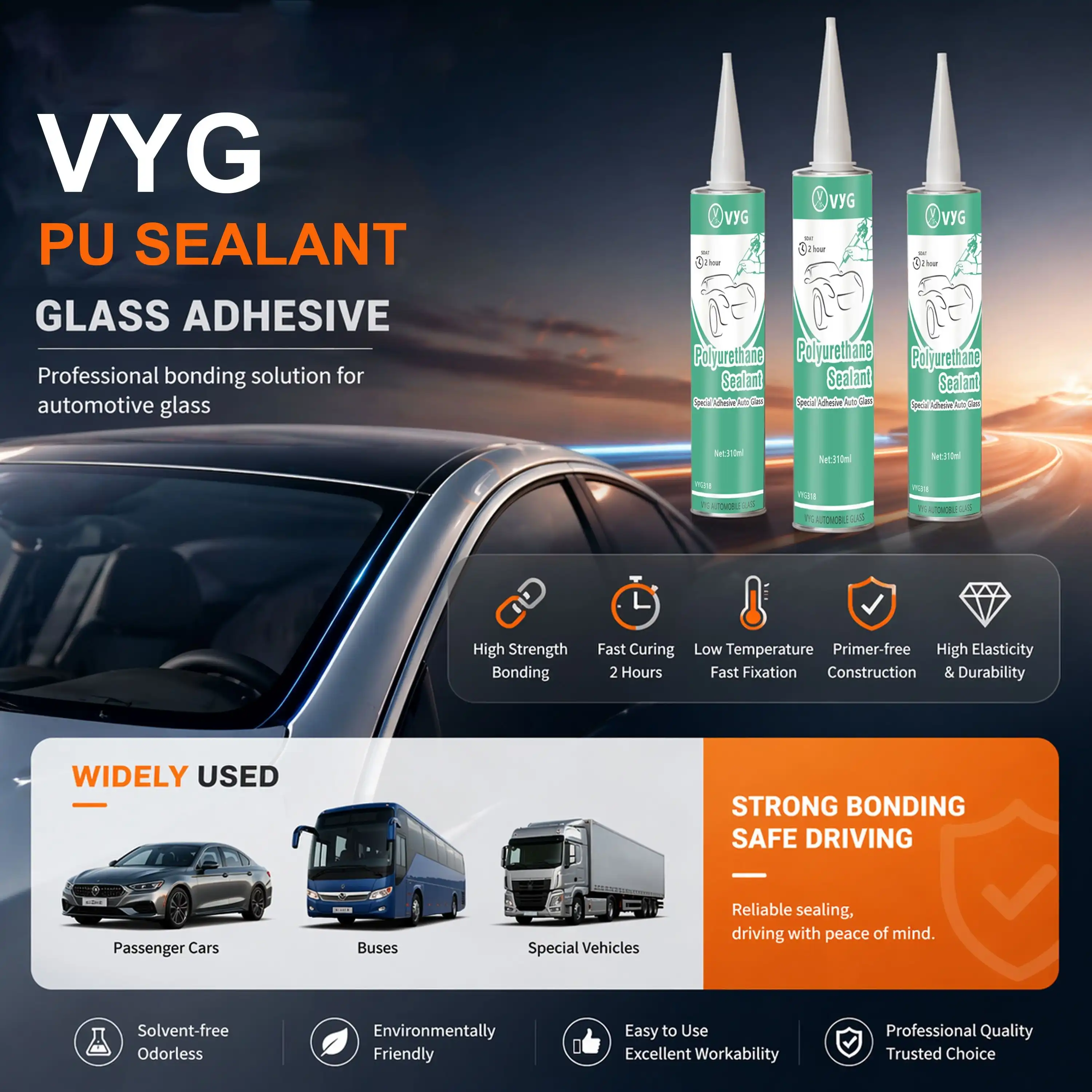 PU auto glass sealant fast curing