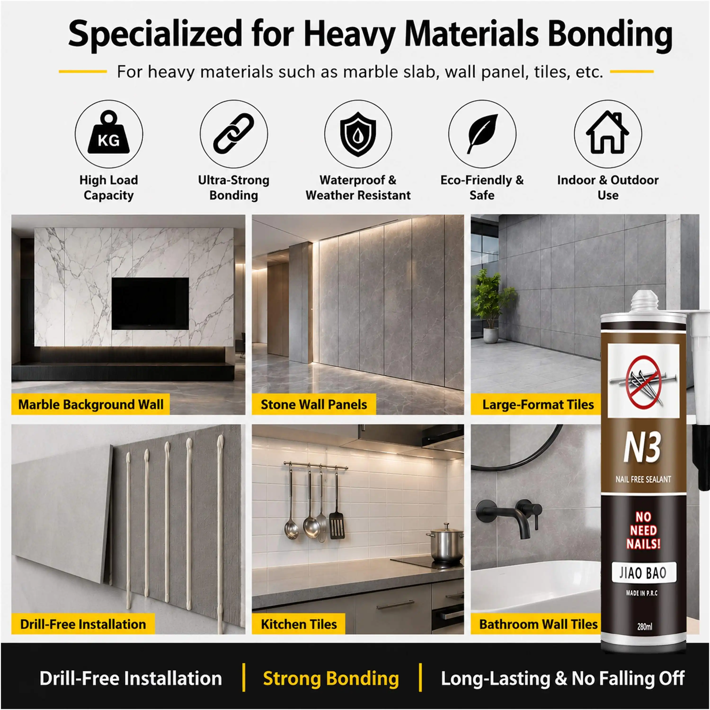 Nail Free Glue for Wall Mounting